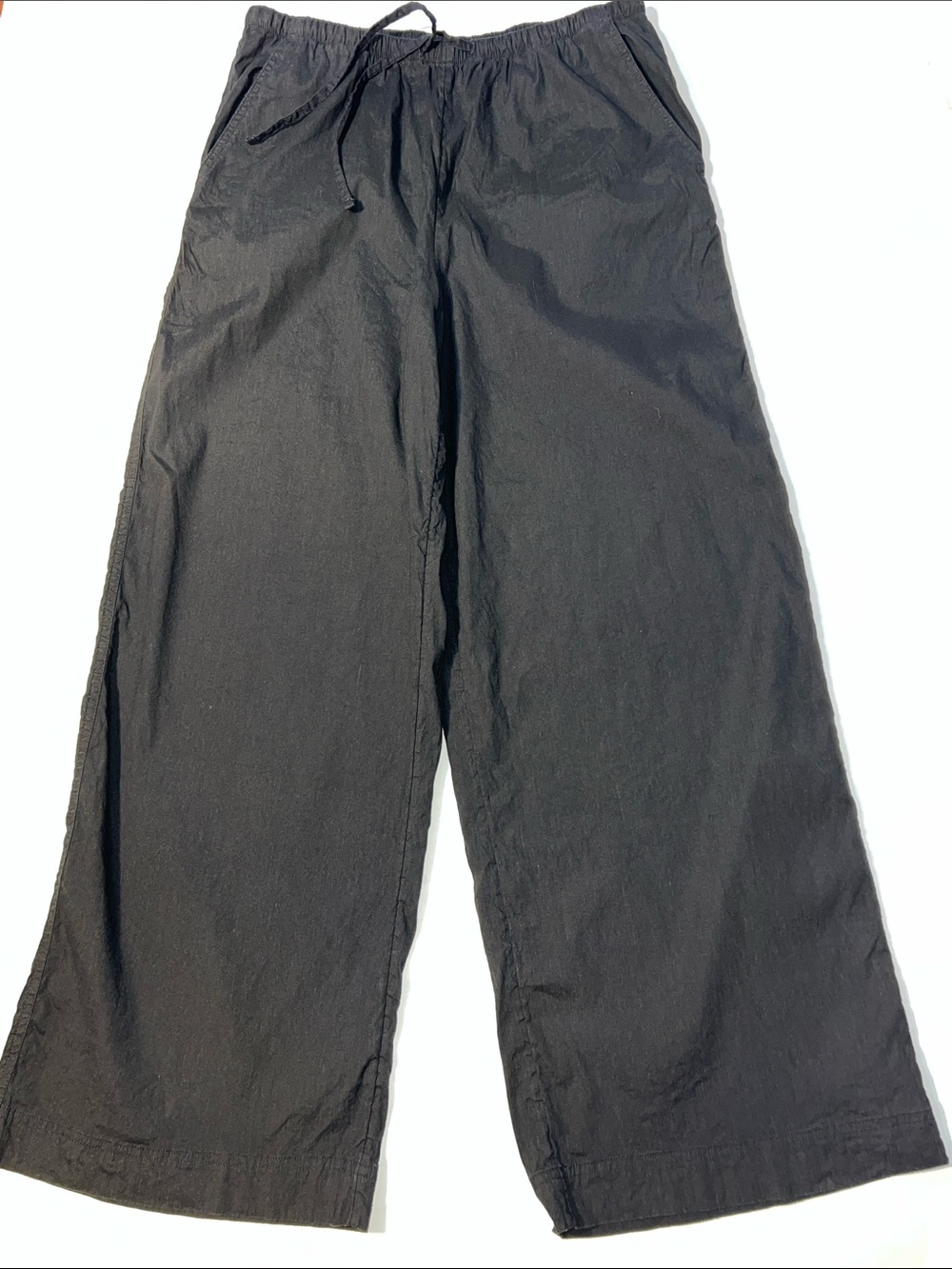 Athleta Linen Blend Black Drawstring Casual Pants Size Medium